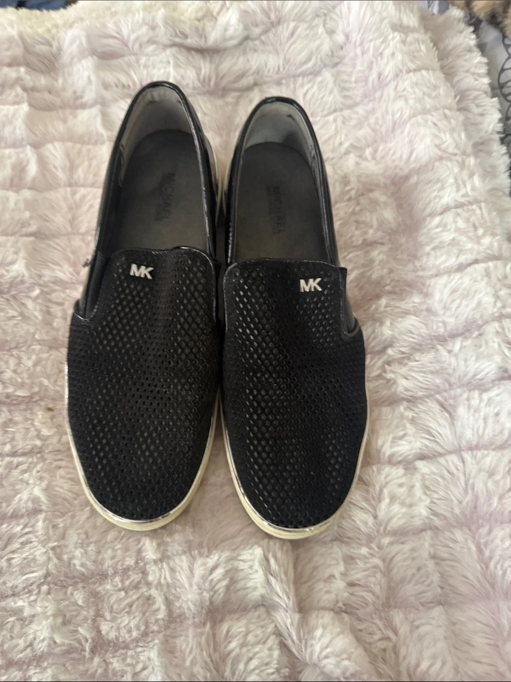 Michael Kors Black Slip-On Loafers with White Sole